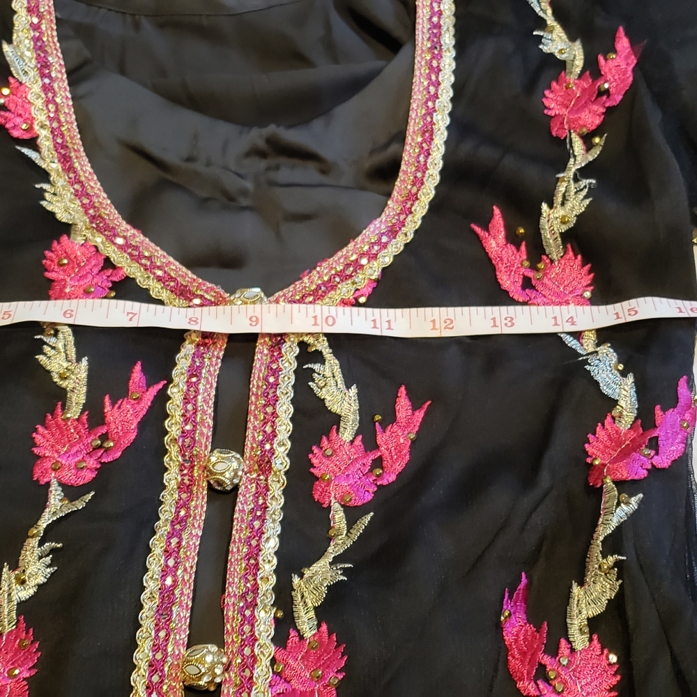 3 Piece Net Suit With Silk Pants And Net Dopata - image 3